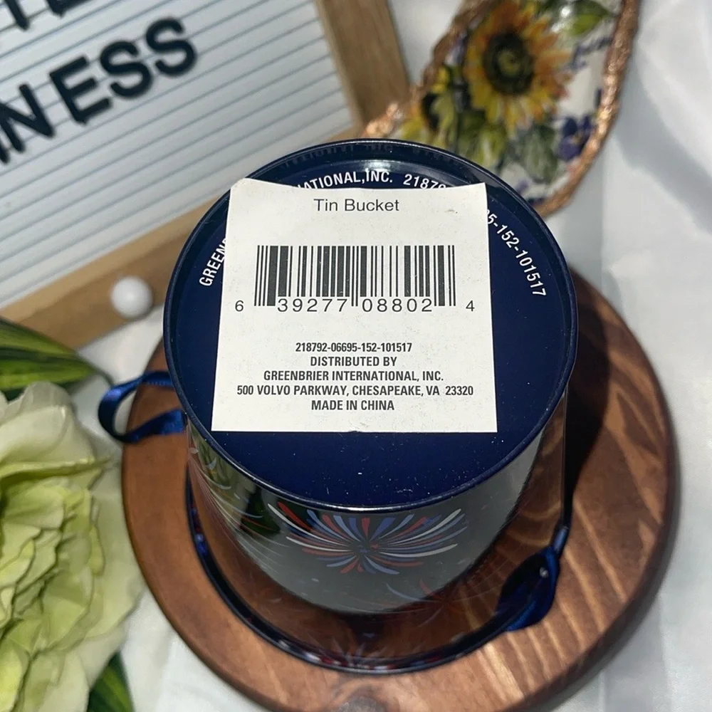 4oz Tin Bucket Pail RED WHITE BLUE STARS 4TH OF JULY MEMORIAL DAY